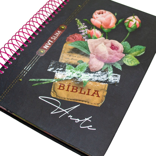 Bíblia Anote Slim | NVT | Capa Espiral Jeans Black