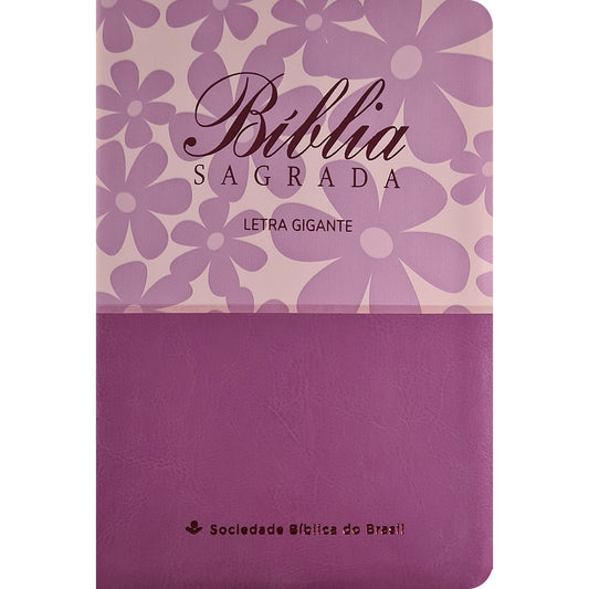 Bíblia Sagrada | Letra Gigante | NAA | Capa Luxo Primavera Violeta