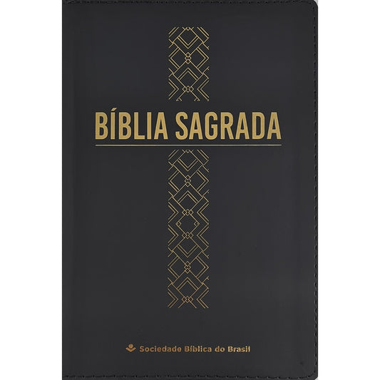 Bíblia Sagrada | Letra Grande | ARC | Capa Luxo Cruz Geométrica Preta C/ Ziper