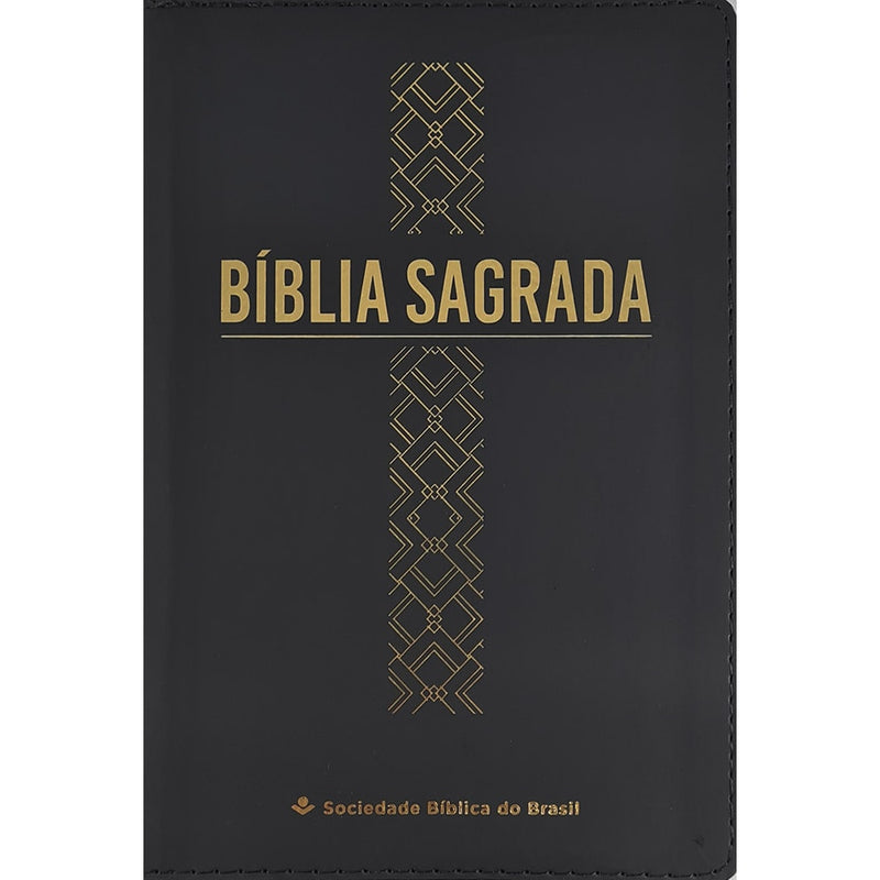Bíblia Sagrada | Letra Grande | ARC | Capa Luxo Cruz Geométrica Preta C/ Ziper