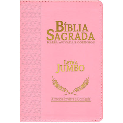 Bíblia Sagrada Compacta | ARC | Letra Jumbo | Luxo Rosa c/ Índice