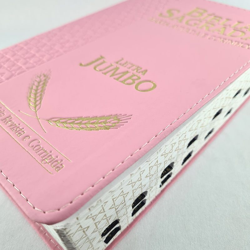 Bíblia Sagrada Compacta | ARC | Letra Jumbo | Luxo Rosa c/ Índice