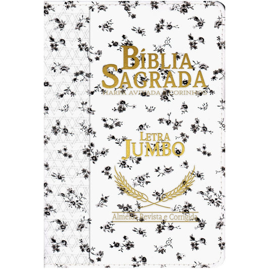 Bíblia Sagrada Compacta | ARC | Letra Jumbo | Luxo Flores Preta c/ Índice