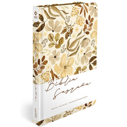 Bíblia Sagrada Slim Floral Creme | NVT | Letra Maior | Capa Flexível
