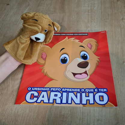 Historias Para Colorir Com Fantoche | O Ursinho Pepo Aprende o que é Carinho