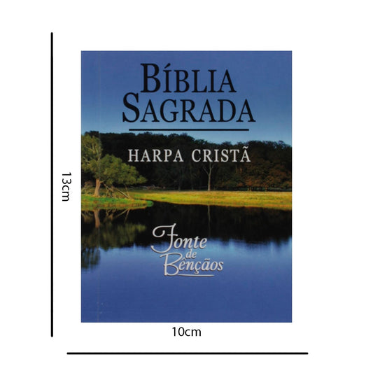 Bíblia Sagrada Fonte de Bençãos | ARC | Harpa Cristã | Pequena Capa Brochura