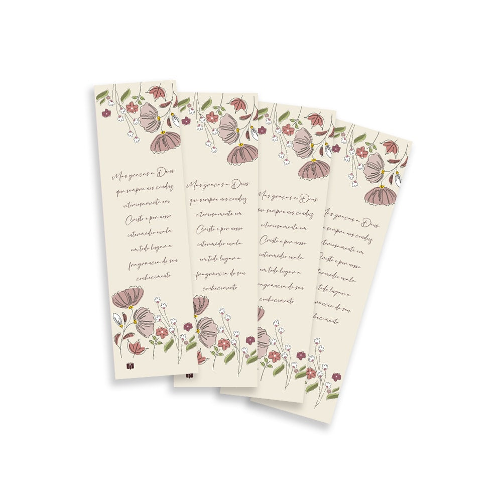 Kit 10 Marca Páginas | Floral Creme