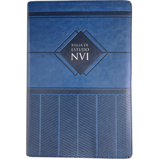 Bíblia de Estudo | NVI | Letra Normal | Capa Luxo Azul