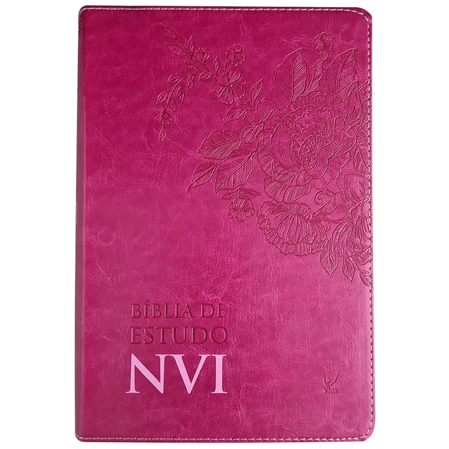 Bíblia de Estudo | NVI | Letra Normal | Capa Luxo Pink