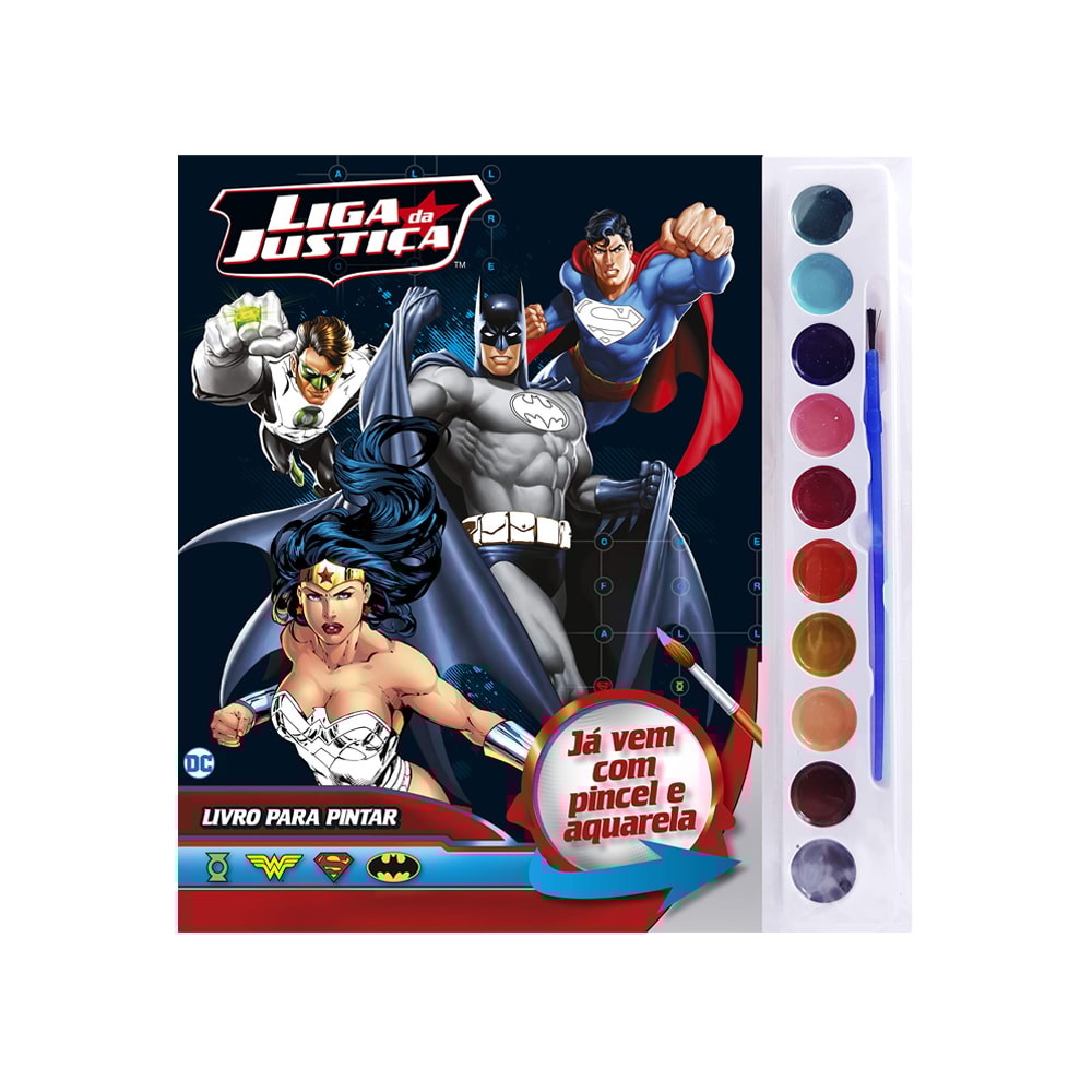 Liga da Justica Livro para Pintar com Aquarela