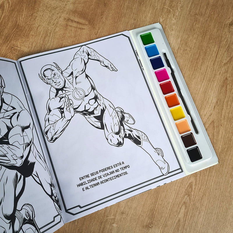 Liga da Justica Livro para Pintar com Aquarela