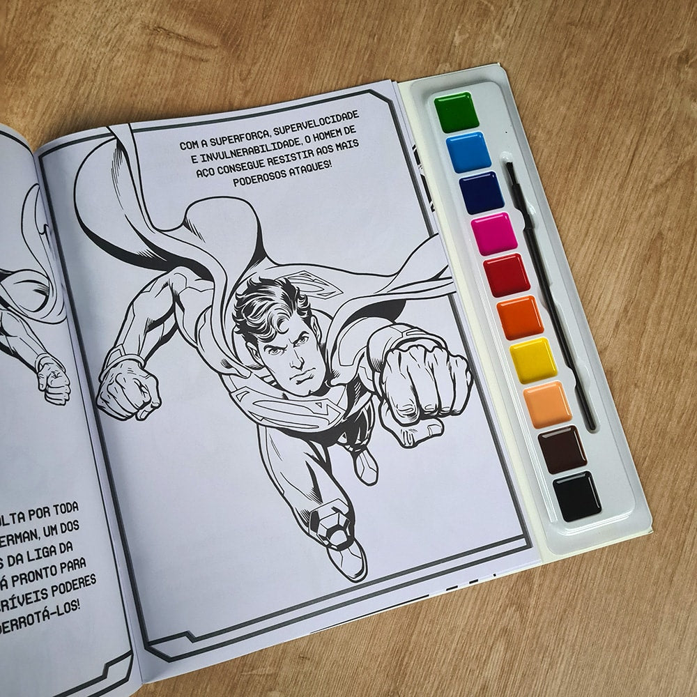 Liga da Justica Livro para Pintar com Aquarela