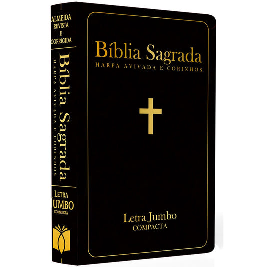 Bíblia Sagrada com Harpa Avivada e Corinhos | ARC  | Letra Jumbo | Capa Semiflexível Preta