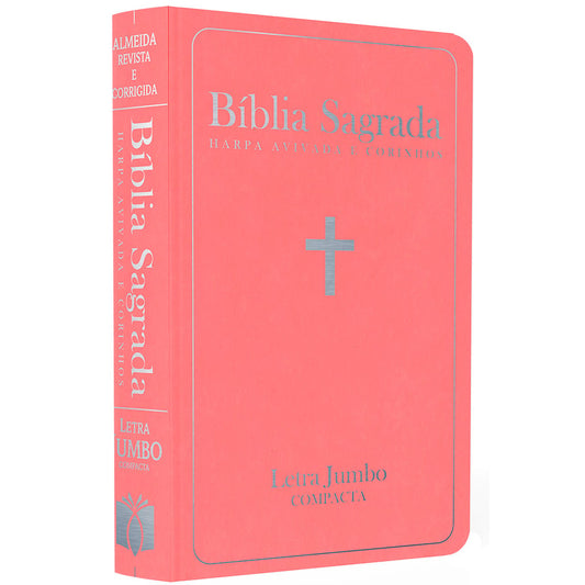 Bíblia Sagrada com Harpa Avivada e Corinhos | ARC | Letra Jumbo | Capa Semiflexível Rosa