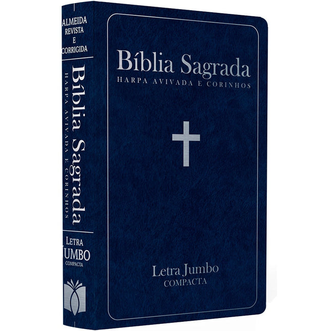 Bíblia Sagrada com Harpa Avivada e Corinhos  | ARC | Letra Jumbo | Capa Semiflexível Azul