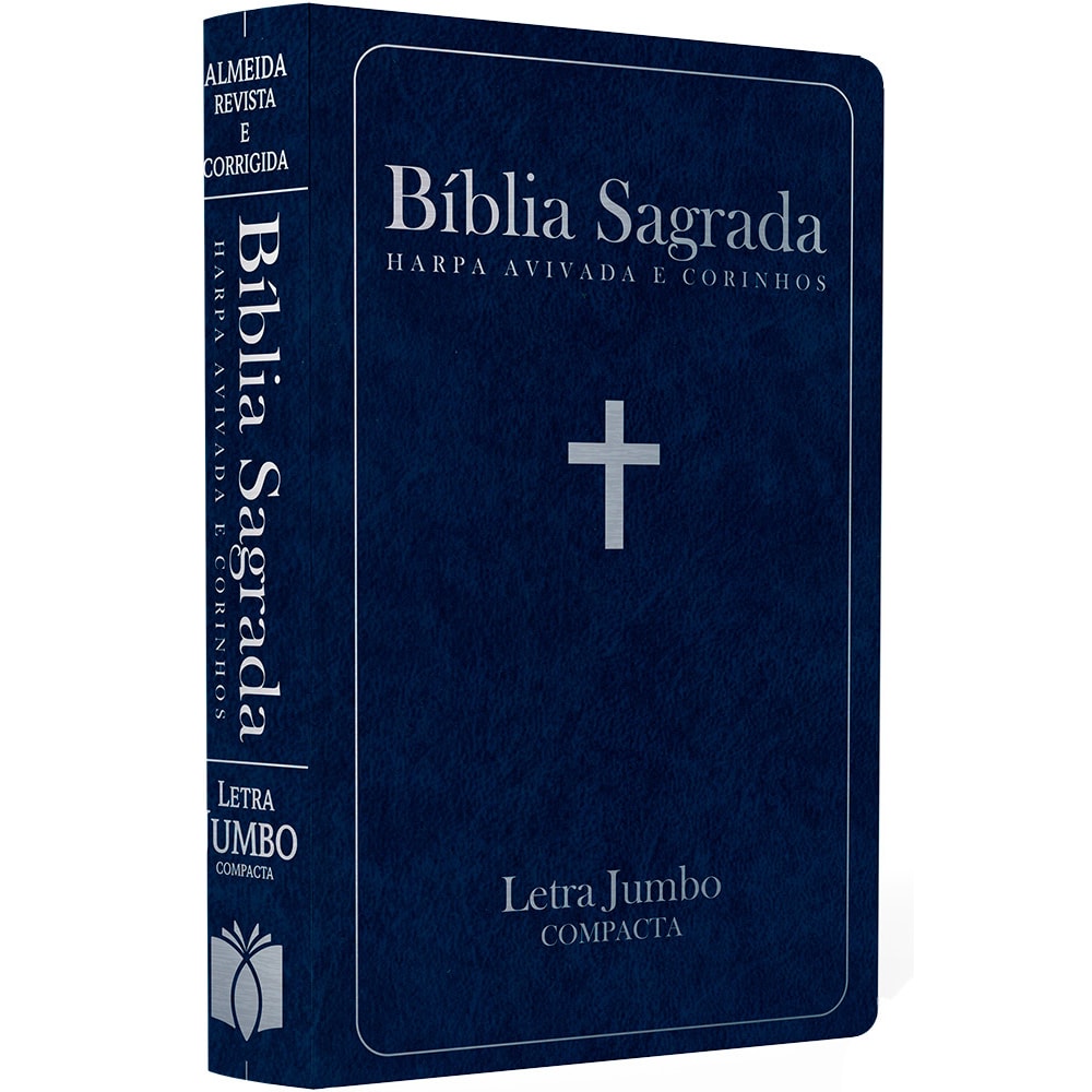 Bíblia Sagrada com Harpa Avivada e Corinhos  | ARC | Letra Jumbo | Capa Semiflexível Azul