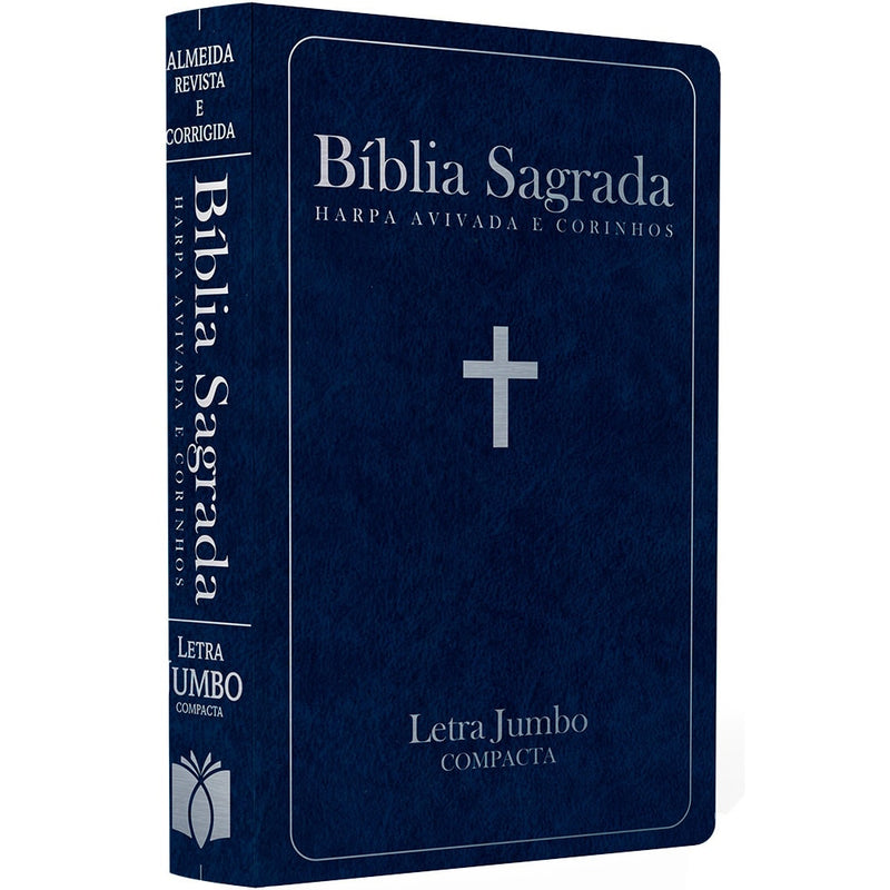 Bíblia Sagrada com Harpa Avivada e Corinhos  | ARC | Letra Jumbo | Capa Semiflexível Azul