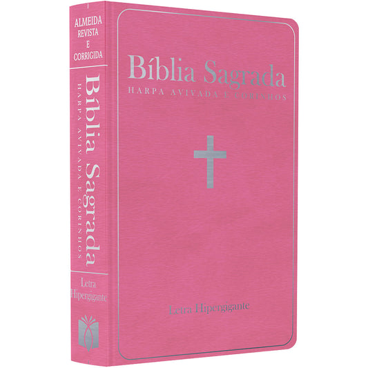 Bíblia Sagrada com Harpa Avivada e Corinhos | ARC | Letra Hipergigante | Capa Semiflexível Rosa