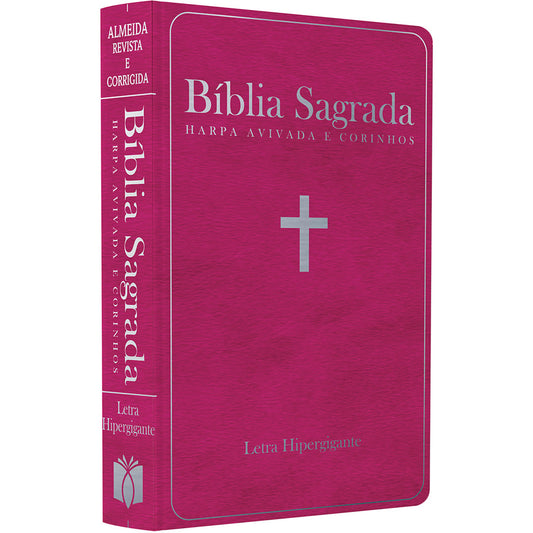 Bíblia Sagrada com Harpa Avivada e Corinhos | ARC | Letra Hipergigante | Capa Semiflexível Pink