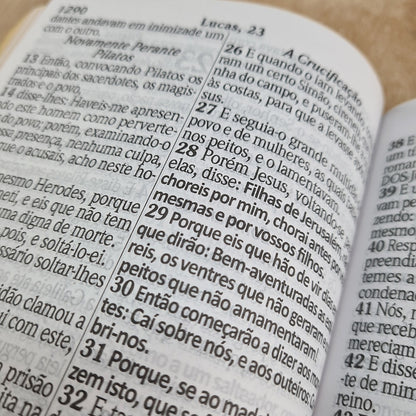 Bíblia Sagrada com Harpa Avivada e Corinhos | ARC | Letra Hipergigante | Capa Semiflexível Pink