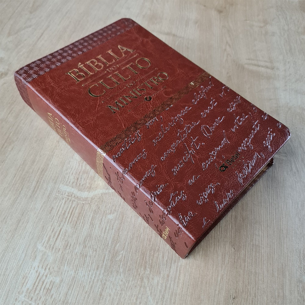 Bíblia do Culto do Ministro com Harpa Cristã e Corinhos | ARC | Letras Maiores | Capa Luxo Marrom