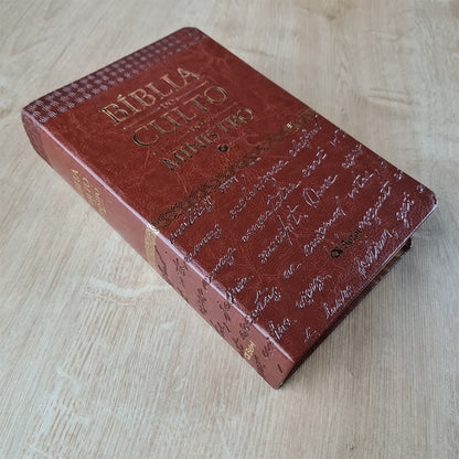 Bíblia do Culto do Ministro com Harpa Cristã e Corinhos | ARC | Letras Maiores | Capa Luxo Marrom