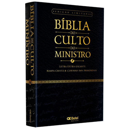 Bíblia do Culto do Ministro com Harpa Cristã e Corinhos | ARC | Letras ExtraGigante | Capa Luxo Preta