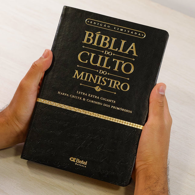 Bíblia do Culto do Ministro com Harpa Cristã e Corinhos | ARC | Letras ExtraGigante | Capa Luxo Preta