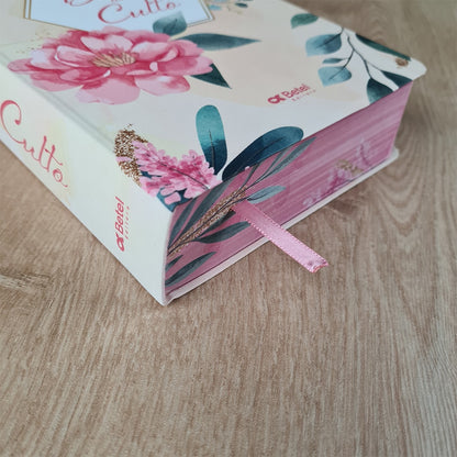 Bíblia do Culto com Harpa Cristã e Corinhos | ARC | Letras Maiores | Capa Semi-flexível Floral Rosa