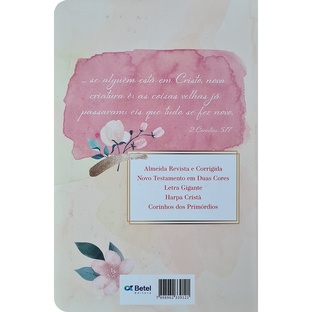 Bíblia do Culto com Harpa Cristã e Corinhos | ARC | Letras Maiores | Capa Semi-flexível Floral Rosa