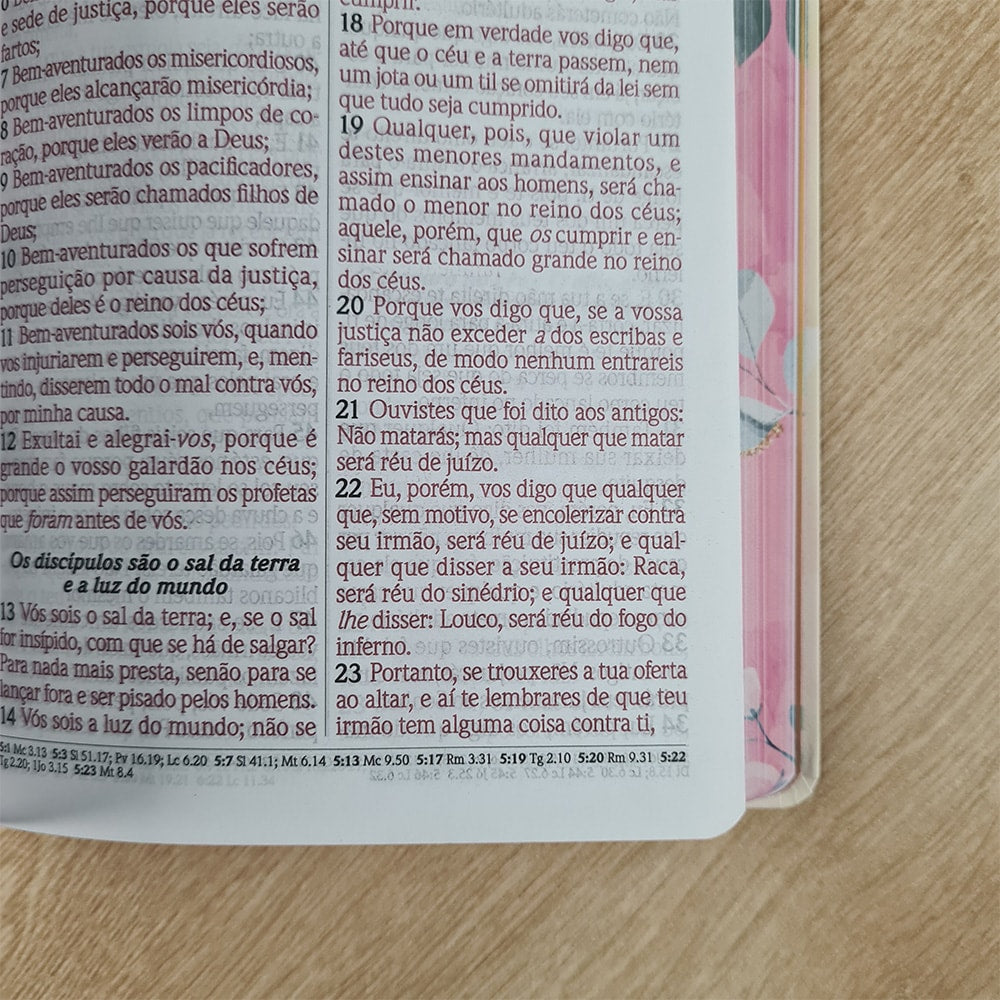 Bíblia do Culto com Harpa Cristã e Corinhos | ARC | Letras Maiores | Capa Semi-flexível Floral Rosa