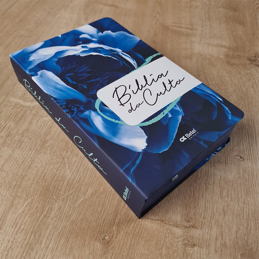 Bíblia do Culto com Harpa Cristã e Corinhos | ARC | Letras Gigante | Capa Semi-flexível Floral Azul