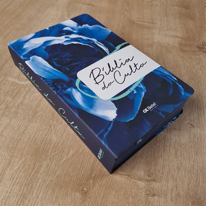 Bíblia do Culto com Harpa Cristã e Corinhos | ARC | Letras Gigante | Capa Semi-flexível Floral Azul