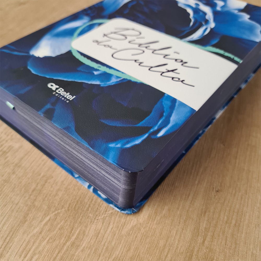 Bíblia do Culto com Harpa Cristã e Corinhos | ARC | Letras Gigante | Capa Semi-flexível Floral Azul