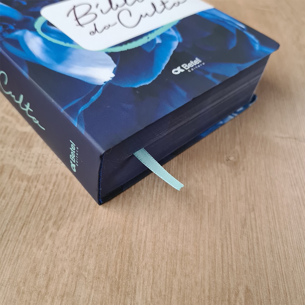 Bíblia do Culto com Harpa Cristã e Corinhos | ARC | Letras Gigante | Capa Semi-flexível Floral Azul