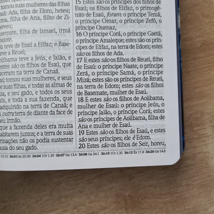 Bíblia do Culto com Harpa Cristã e Corinhos | ARC | Letras Gigante | Capa Semi-flexível Floral Azul