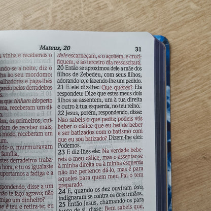 Bíblia do Culto com Harpa Cristã e Corinhos | ARC | Letras Gigante | Capa Semi-flexível Floral Azul