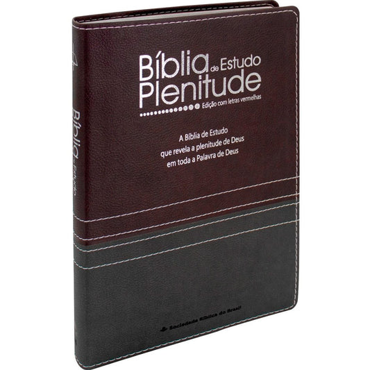 Bíblia de Estudo Plenitude | Letra Normal | ARC | Capa Luxo Bordo e Chumbo