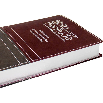 Bíblia de Estudo Plenitude | Letra Normal | ARC | Capa Luxo Bordo e Chumbo