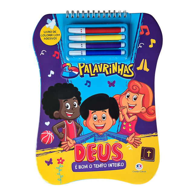 3 Palavras | Deus é Bom o Tempo Inteiro | Livro de Colorir com Adesivos