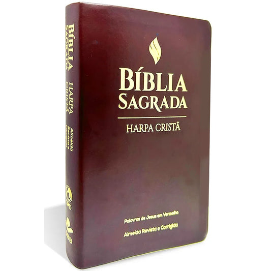Bíblia Sagrada | ARC | Letra Grande | Harpa Cristã | Capa Luxo Marrom