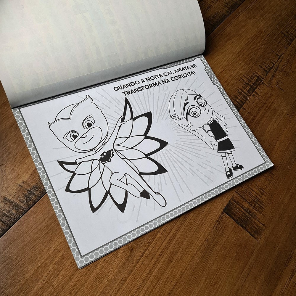 PJ Masks Prancheta para Colorir | 1500 Adesivos