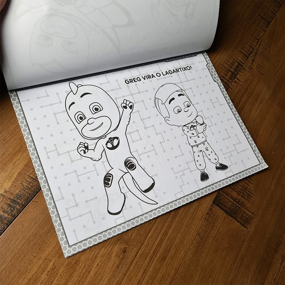 PJ Masks Prancheta para Colorir | 1500 Adesivos