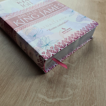Bíblia de Estudo King James Atualizada | 1611 | Letra Normal | Capa Luxo Floral