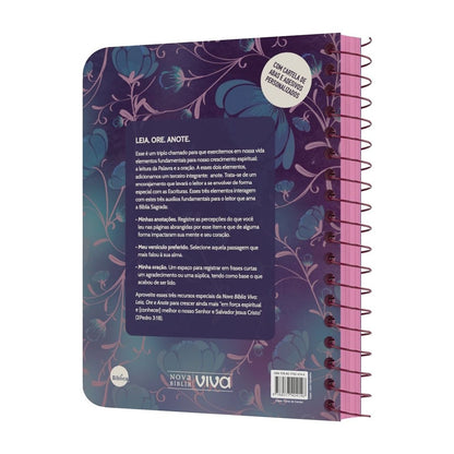 Nova Bíblia Viva Com Espaço para Anotação | Letra Normal | Capa Espiral Flores do Campo