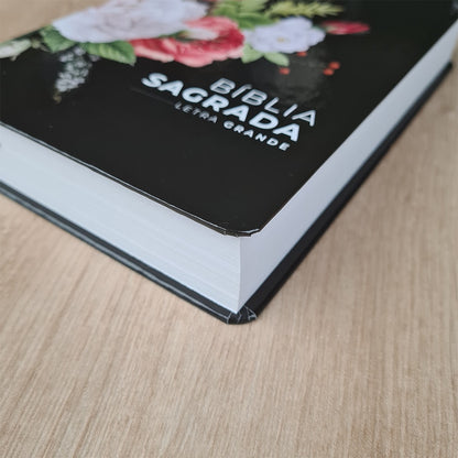 Bíblia Sagrada Preta Rosas | NVI | Letra Grande | Capa Dura