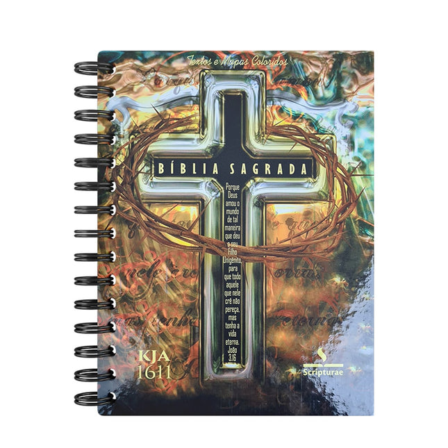 Bíblia Sagrada KJA 1611 | Letra Normal | Capa Dura Espiral Cruz