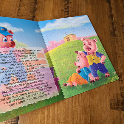 Livro Quebra-Cabeça Divertido | Os Três Porquinhos | 60 Peças