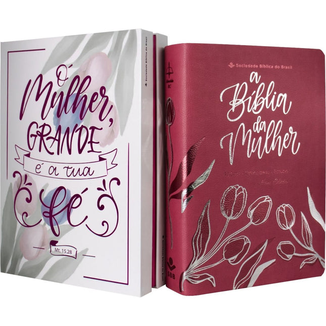 A Bíblia da Mulher Compacta | ARC | Letra Normal | Capa Luxo Rosa Tulipa