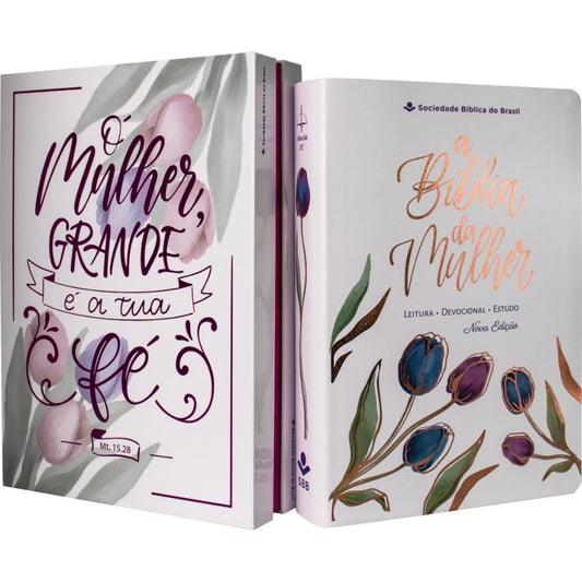 A Bíblia da Mulher Compacta | ARC | Letra Normal | Capa Luxo Branca Tulipa